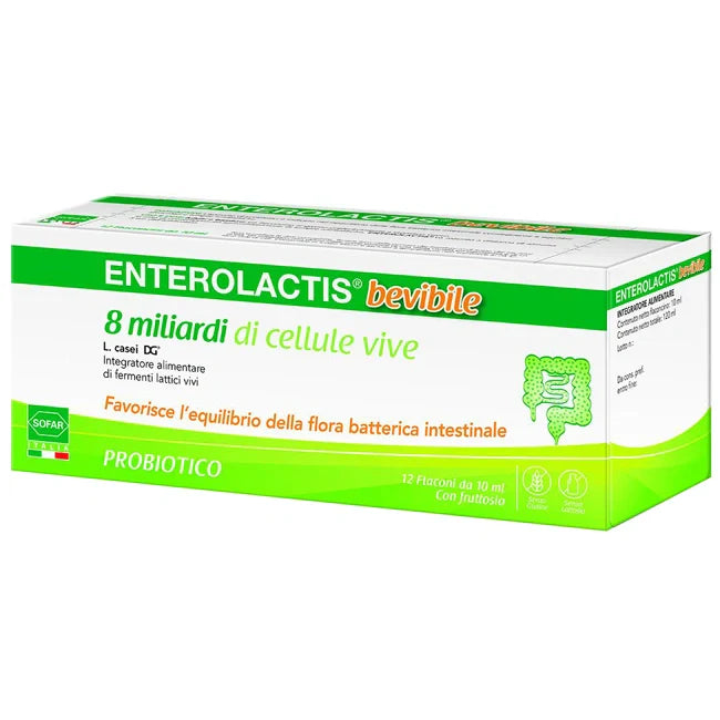 Sofar Enterolactis bevibile 12 flaconcini da 10 ml, integratore fermenti lattici