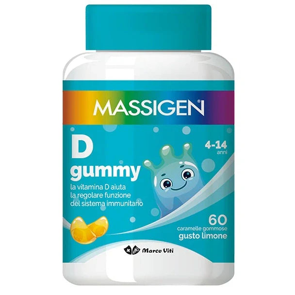 Massigen D Gummy 60 Caramelle, integratore per bambini, vitamina D