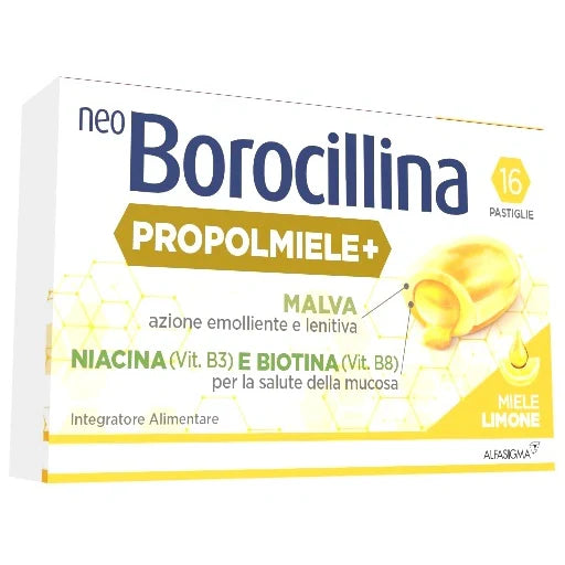 Alfasigma Neoborocillina Propolmiele+ Miele Limone 16 pastiglie Parafarmaci