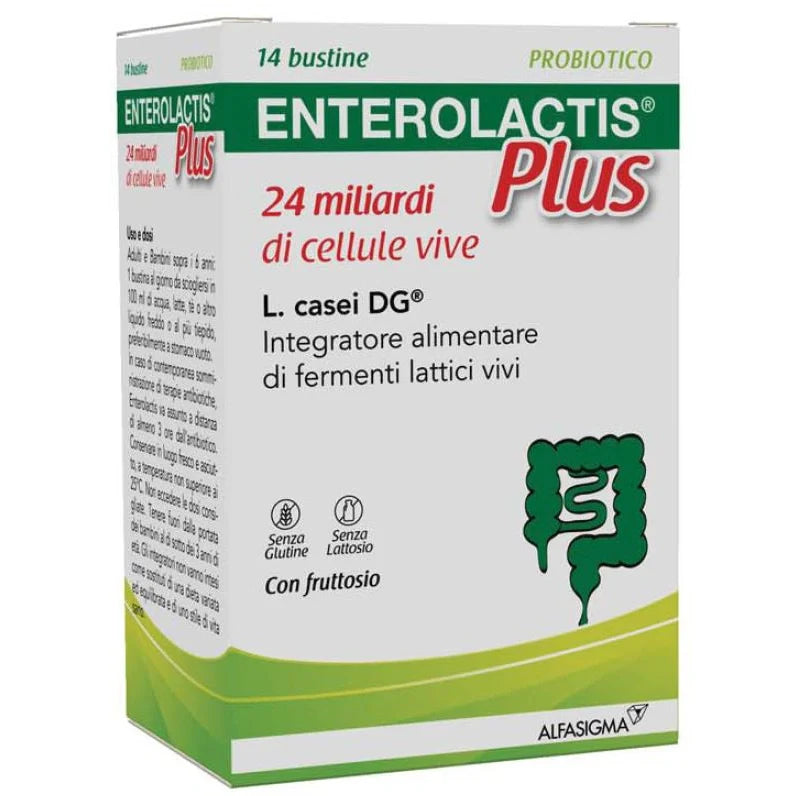 Alfasigma Enterolactis Plus 14 bustine, integratore fermenti lattici