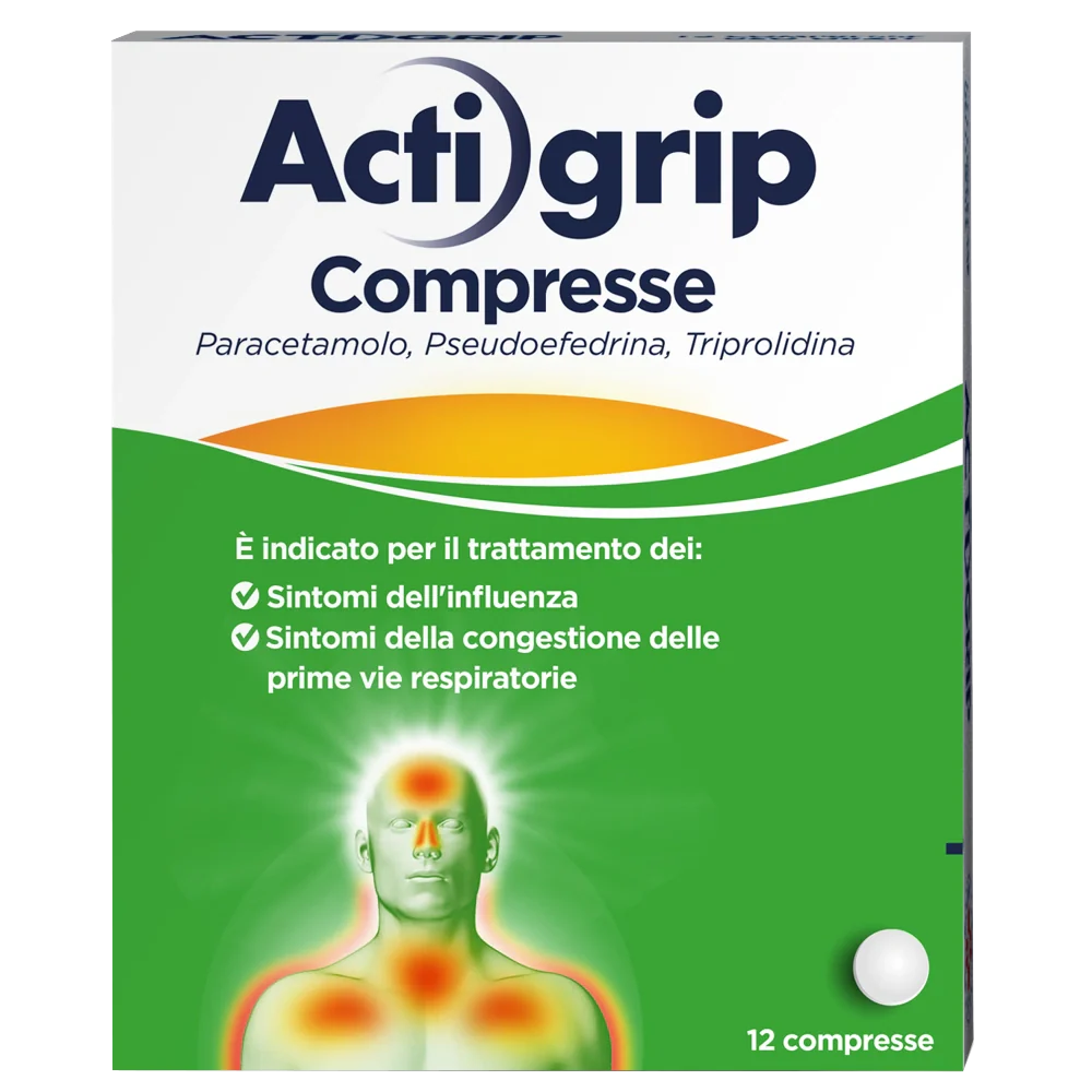 Kenvue Actigrip 12 compresse per il raffreddore, farmaco da banco
