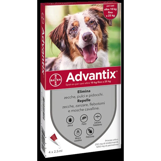 Elanco Advantix Spot On 10-25kg, farmaco veterinario, antiparassitario per cani