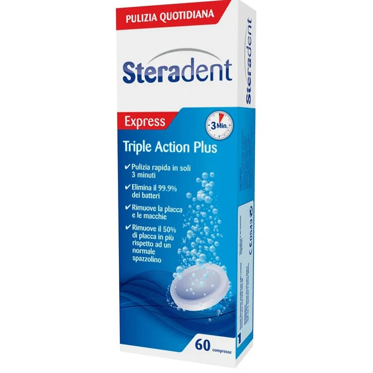 Steradent Triple Action Plus 60 compresse, Dispositivo medico per igiene orale