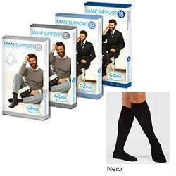Gloria Med Man Support Gamba 18 Cotone Nero Dispositivo Medico