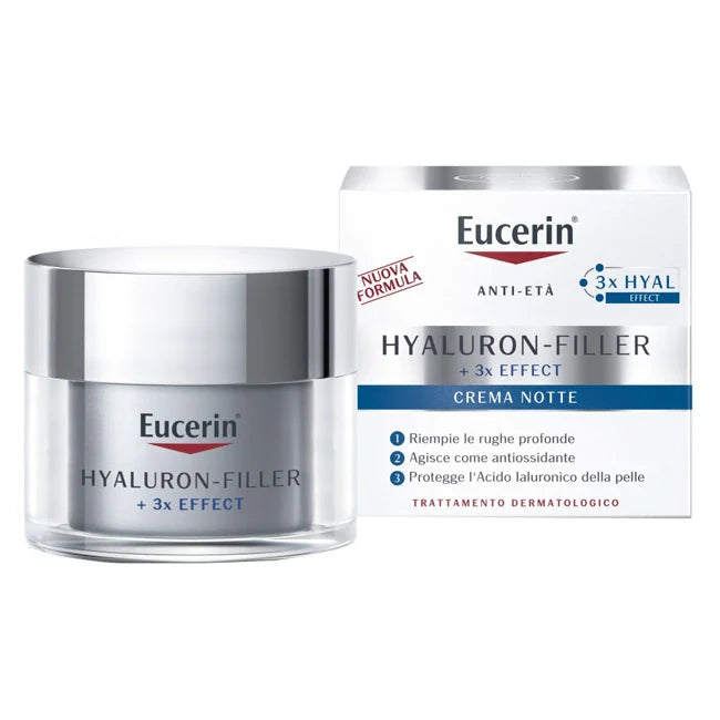 Eucerin Crema Hyaluron-Filler Notte 50 ml, cosmetico antirughe per il viso
