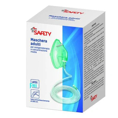 Safety maschera ossigenoterapia con tubo 200 cm, dispositivo medico