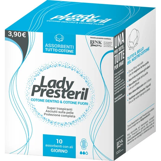 Corman Lady Presteril Assorbenti Giorno con Ali, 10 pezzi, Igiene Femminile