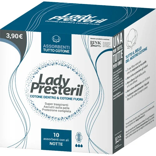 Corman Lady Presteril Notte Assorbenti con Ali, 10 pezzi, Igiene Femminile