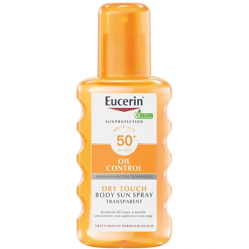 Eucerin Sun Spray Transparent SPF50 200 ml, protezione solare, cosmetici