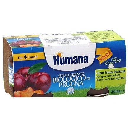 Humana omogeneizzato prugna bio 2x100g, alimentazione prima infanzia