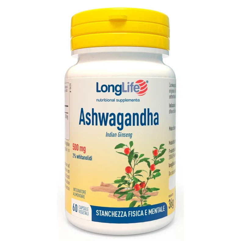 LongLife Ashwagandha 500 mg 60 capsule, integratore per il benessere mentale