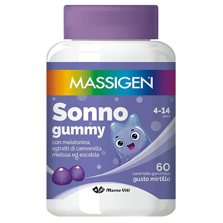 Massigen Sonno Gummy 60 Caramelle, Integratori per il sonno dei bambini