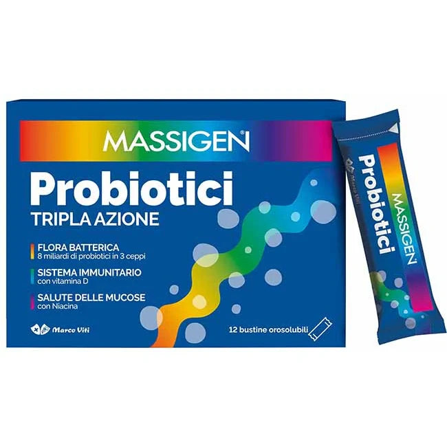 Massigen Probiotici Stickpack 12, integratori, salute intestinale