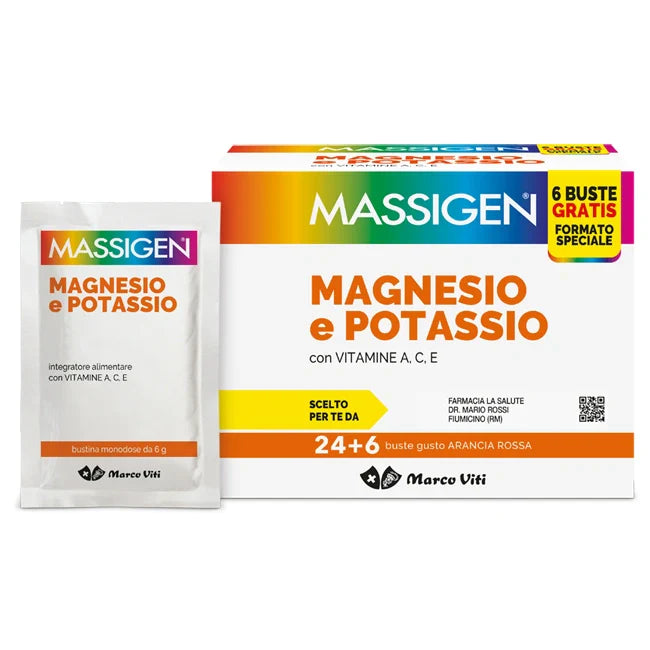 Massigen Magnesio Potassio 24+6 Bustine, Integratori, Salute