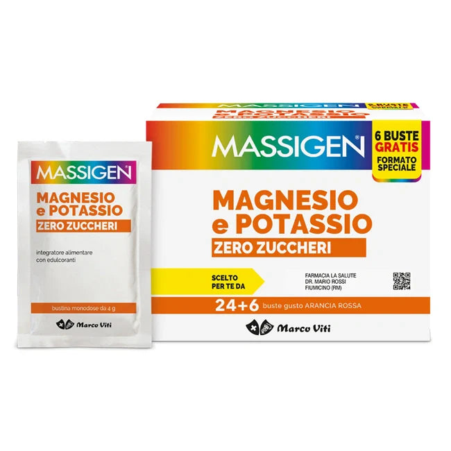 Massigen Magnesio Potassio Zero 24+6 Bustine, Integratori, Salute