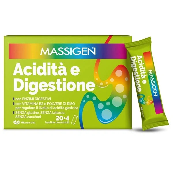 Massigen Acidità e Digestione 24 Stick, integratore per la digestione