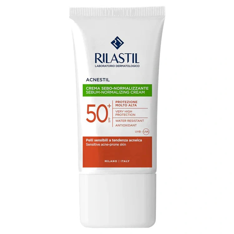 Rilastil Sun System Acnest Crema SPF50+ 40 ml, protezione solare viso