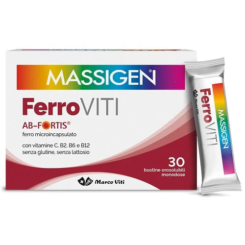Massigen FerroVITI 30 bustine orosolubili, integratore ferro, salute