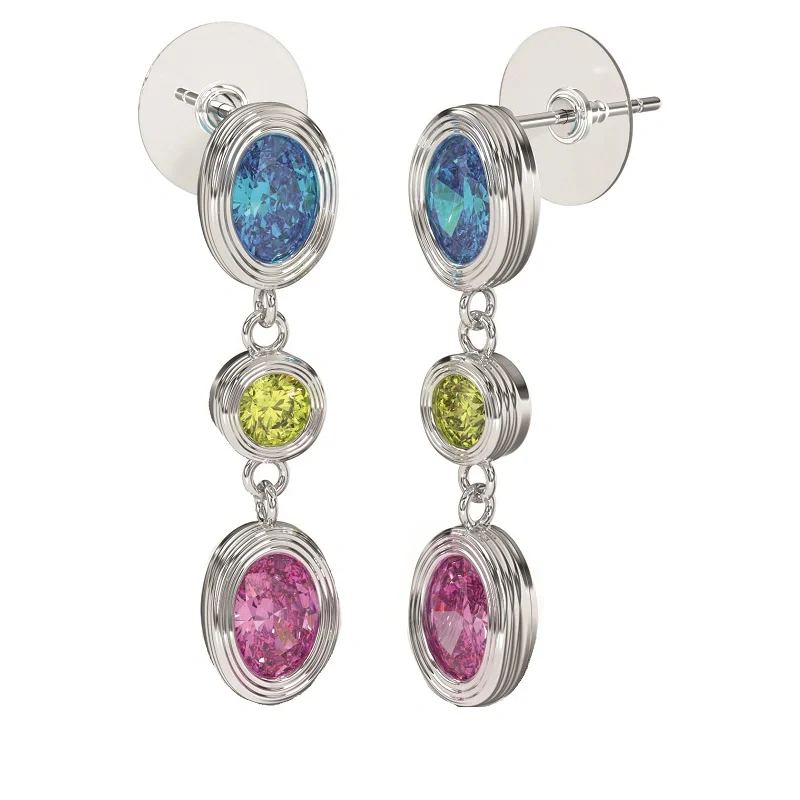 Sanico Orecchini Drop Multicolor 30mm Acciaio Inossidabile Parafarmaco