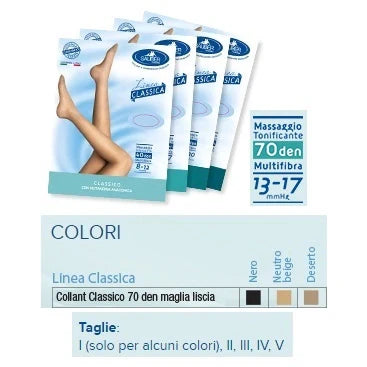Collant Sauber 70 Denari Beige, Dispositivo medico, Compressione graduata