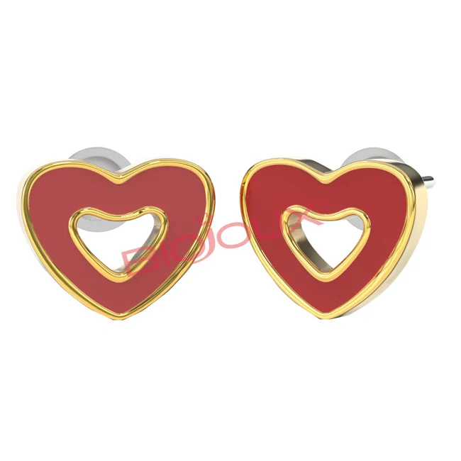 Sanico Orecchini Red Heart Gold Plated Parafarmaco