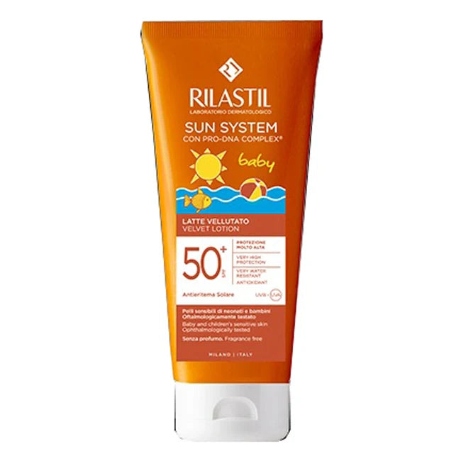 Rilastil Sun System Latte Vellutato SPF 50+, 200 ml, protezione solare per bambini