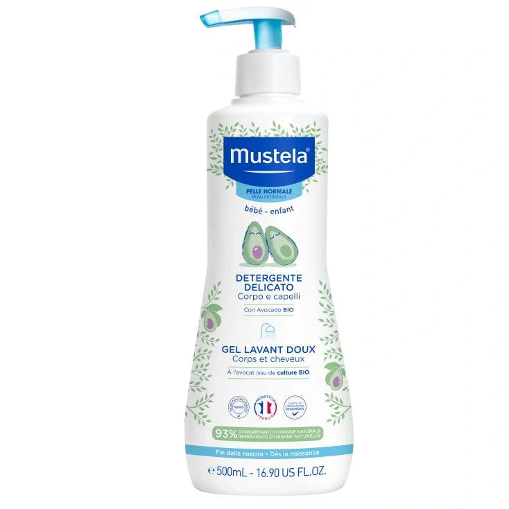 Mustela Dermo Detergente 500 ml, detergente per bambini, igiene delicata