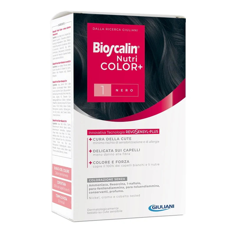 Giuliani Bioscalin Nutricolor Plus 1 Nero 40 ml, Tinte per capelli