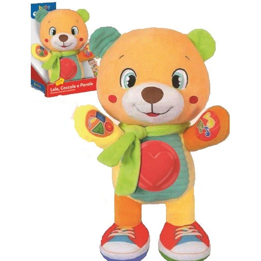 Clementoni Lele Coccole e Parole, peluche parlante, giocattolo educativo