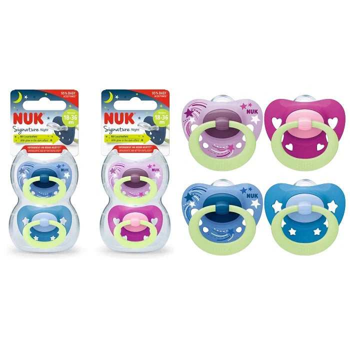 Nuk Succhietti Signature Night 18-36 mesi, silicone, succhietti