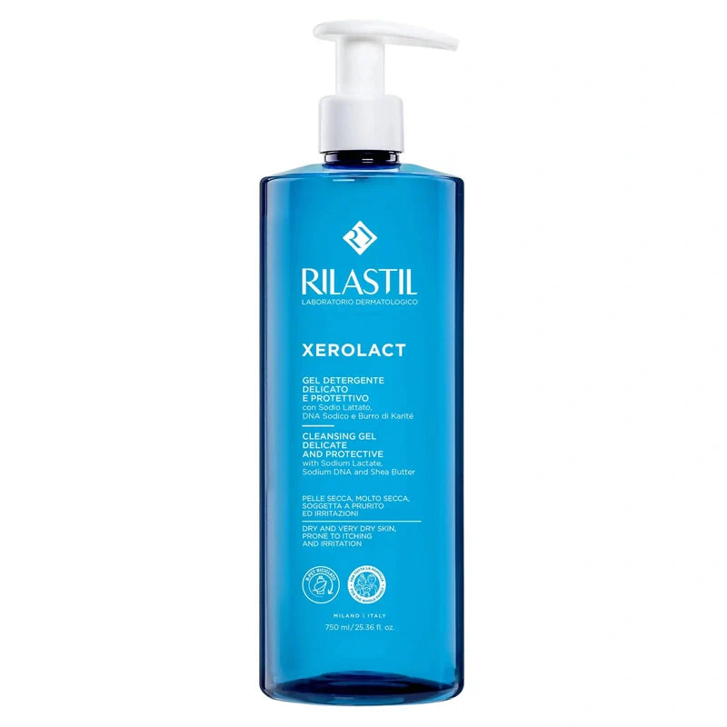 Rilastil Xerolact Gel 750 ml, gel detergente per pelli secche, cosmetici