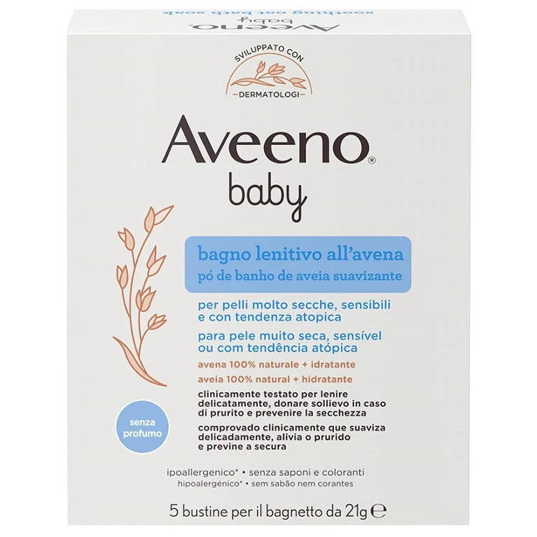 Aveeno Baby Polvere Bagno 5x21g, Parafarmaci, Igiene Bambino
