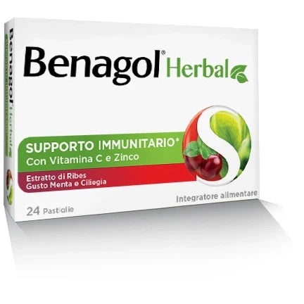 Benagol Herbal Menta e Ciliegia 24 Pastiglie, Parafarmaco per gola