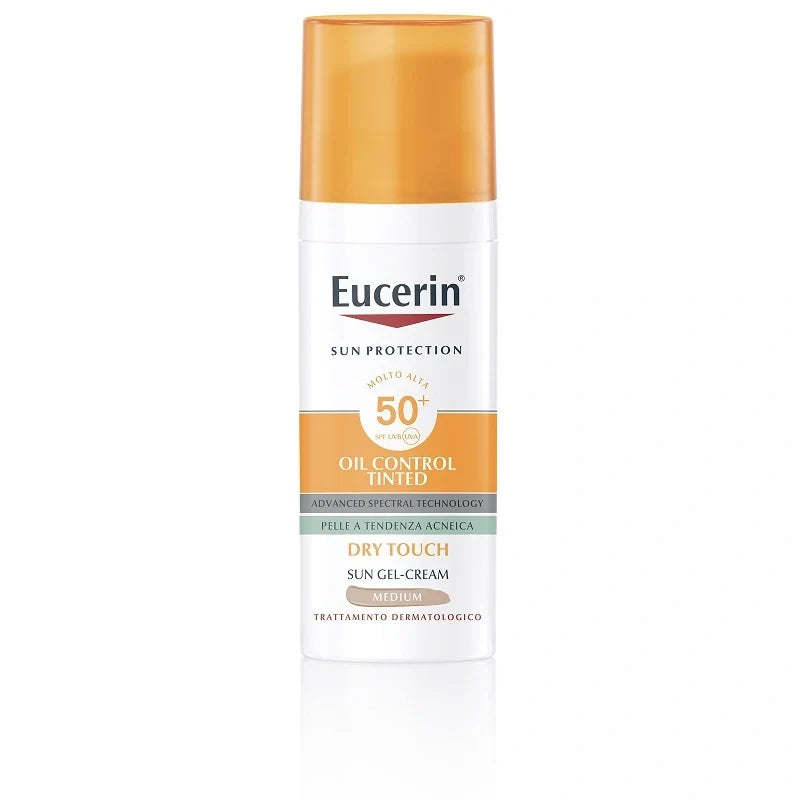 Eucerin Sun Oil Control Tinted SPF50+ 50 ml, protezione solare, cosmetici
