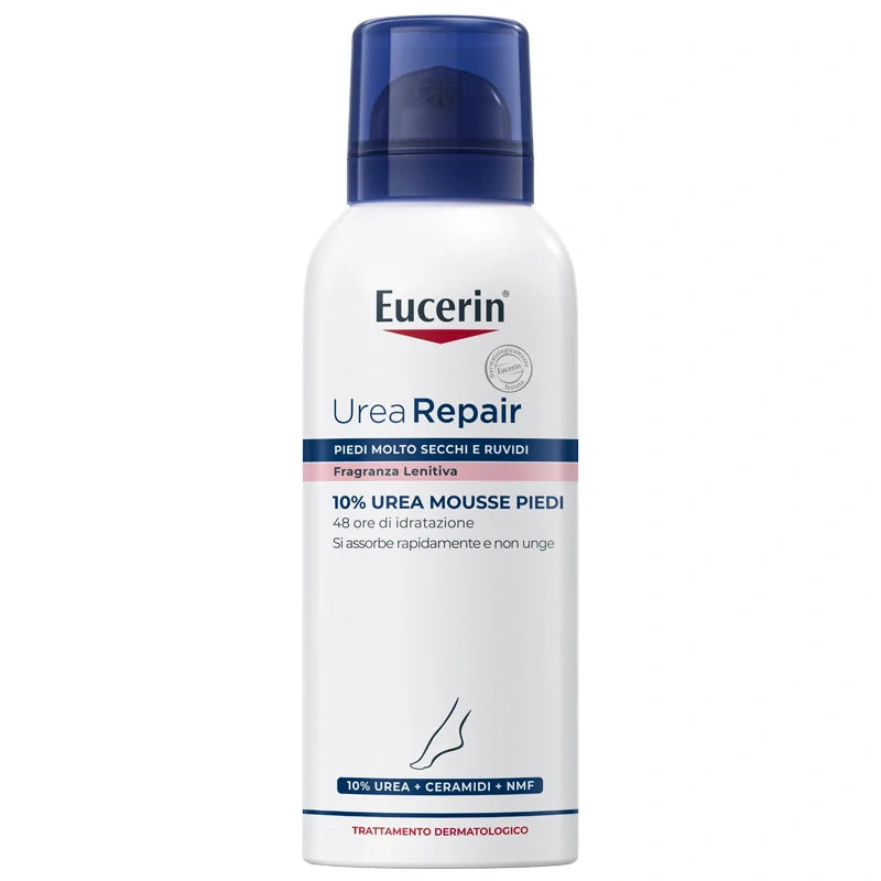 Eucerin Urearepair Mousse Piedi 150 ml, Parafarmaco per la cura dei piedi