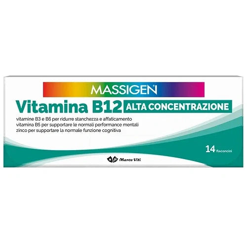 Massigen Vitamina B12 Alta Concentrazione 14 Flaconi, Integratori