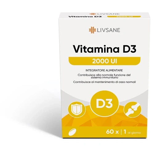 Livsane Vitamina D3 2000 60 cps, integratore per ossa e muscoli