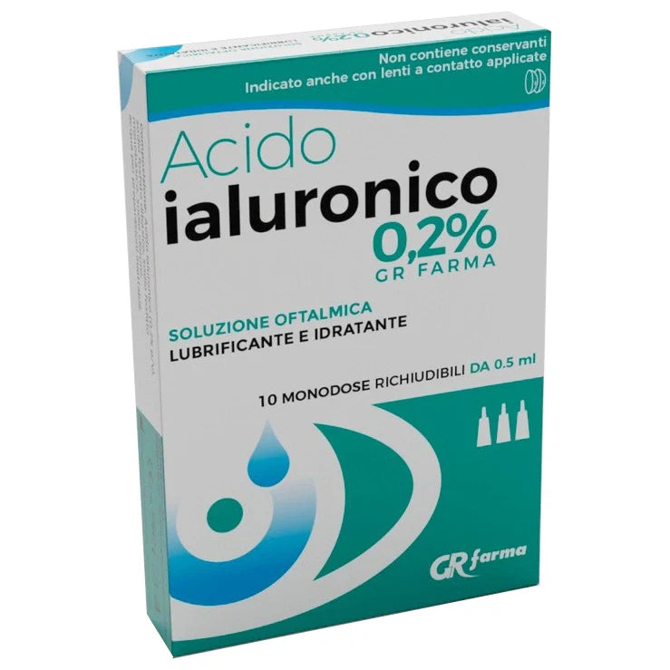 GR FARMA Acido Ialuronico 0,2% Soluzione Oftalmica 10 monodose
