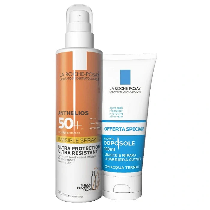 La Roche Posay Anthelios Spray Shaka 200 ml + Posthelios 100 ml, protezione solare, cosmetici