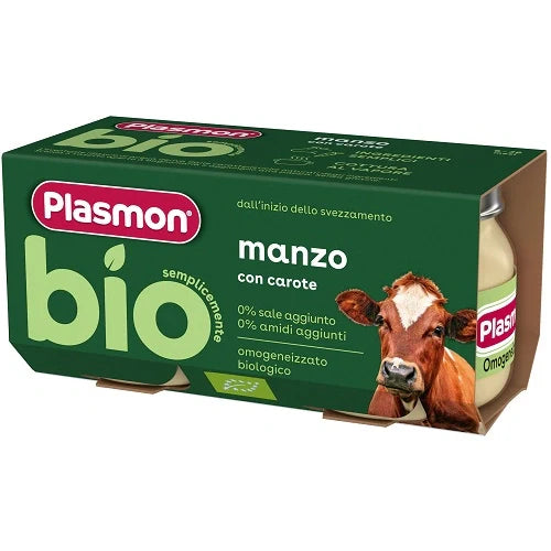 Plasmon Bio Omogeneizzato Manzo e Carote 2pz, Alimentazione prima infanzia