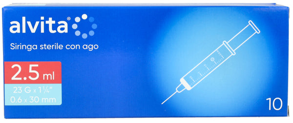 Alvita Siringa Infusione Irrigazione 2,5 ml Ago 23G 10 Pezzi