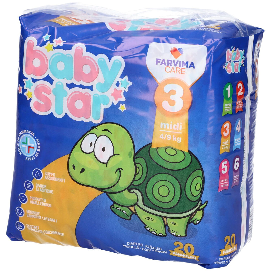 Pannolini Babystar 4/9 kg T3 20 Pezzi