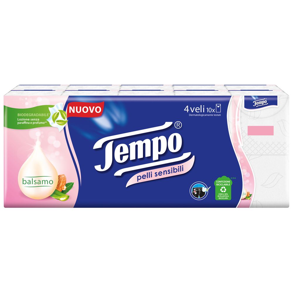 Tempo Fazzoletti Pelli Sensibili 10x9 Pezzi